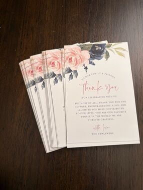 Amazon Floral Thank You Cards - Pink & Navy Blue- about 40 left